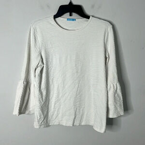 J.McLaughlin White Textured Catalina Bella Sleeve Top